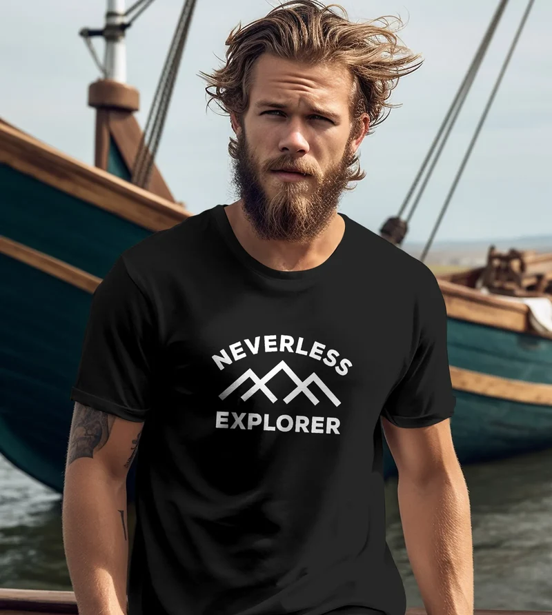 Herren T-Shirt Aufdruck Outdoor Shirt mit Bergmotiv & Statement Print Fashion Streetstyle