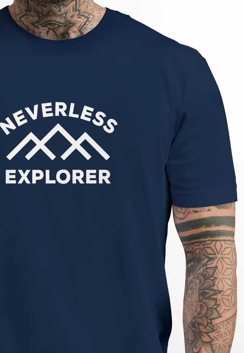 Herren T-Shirt Aufdruck Outdoor Shirt mit Bergmotiv & Statement Print Fashion Streetstyle