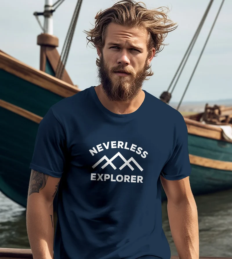 Herren T-Shirt Aufdruck Outdoor Shirt mit Bergmotiv & Statement Print Fashion Streetstyle