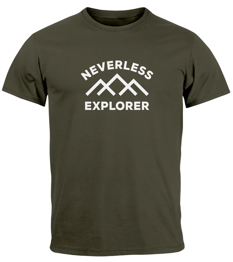 Herren T-Shirt Aufdruck Outdoor Shirt mit Bergmotiv & Statement Print Fashion Streetstyle