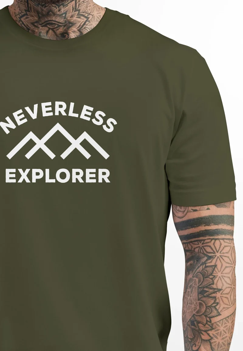 Herren T-Shirt Aufdruck Outdoor Shirt mit Bergmotiv & Statement Print Fashion Streetstyle