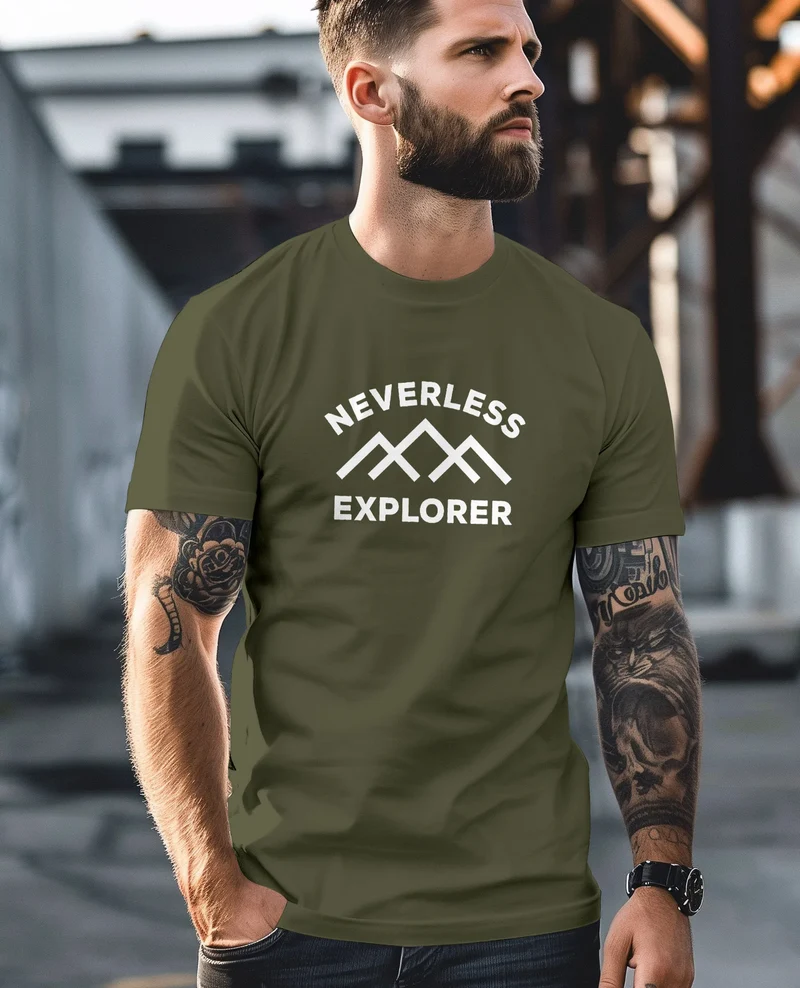 Herren T-Shirt Aufdruck Outdoor Shirt mit Bergmotiv & Statement Print Fashion Streetstyle