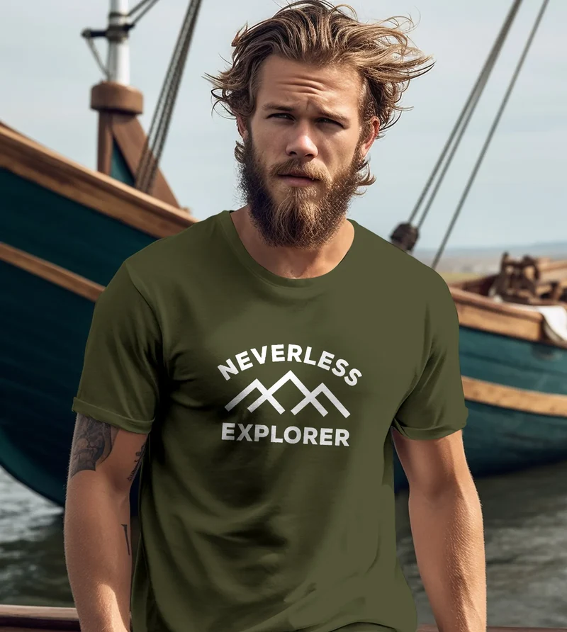 Herren T-Shirt Aufdruck Outdoor Shirt mit Bergmotiv & Statement Print Fashion Streetstyle