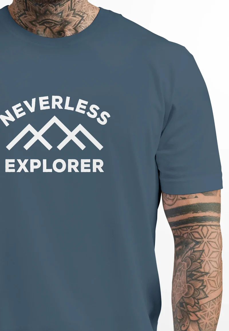 Herren T-Shirt Aufdruck Outdoor Shirt mit Bergmotiv & Statement Print Fashion Streetstyle