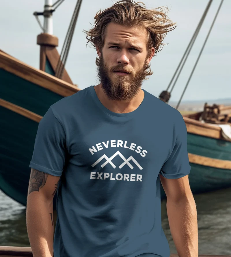 Herren T-Shirt Aufdruck Outdoor Shirt mit Bergmotiv & Statement Print Fashion Streetstyle