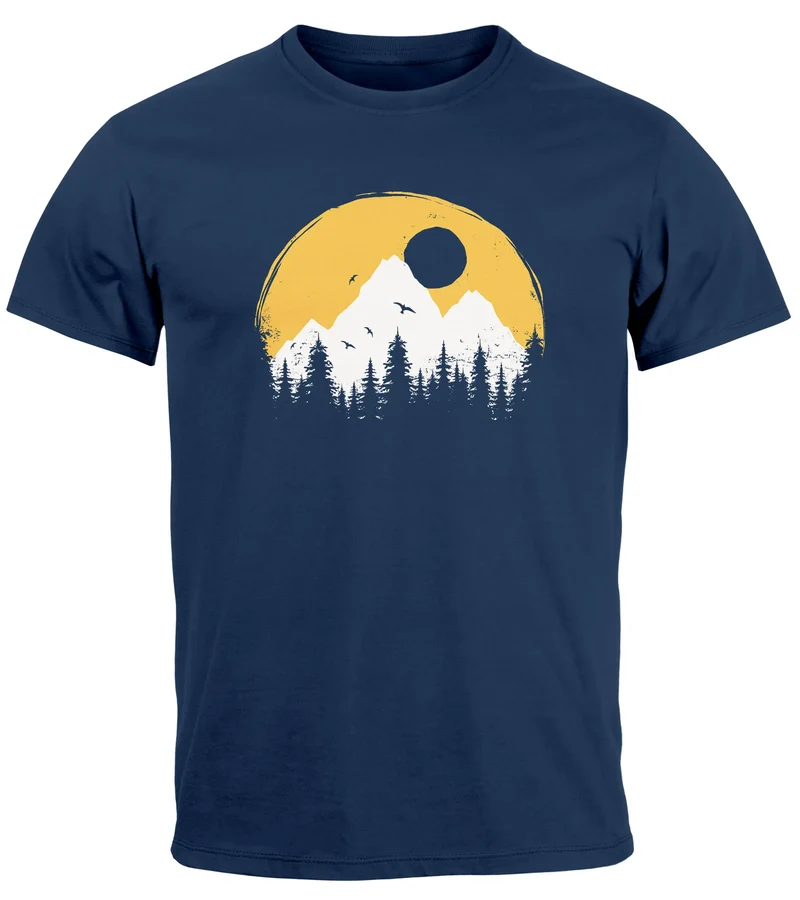 Herren T-Shirt Outdoor Print Natural Badge Logo Wandern Fashion Streetstyle