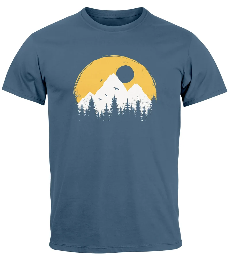 Herren T-Shirt Outdoor Print Natural Badge Logo Wandern Fashion Streetstyle