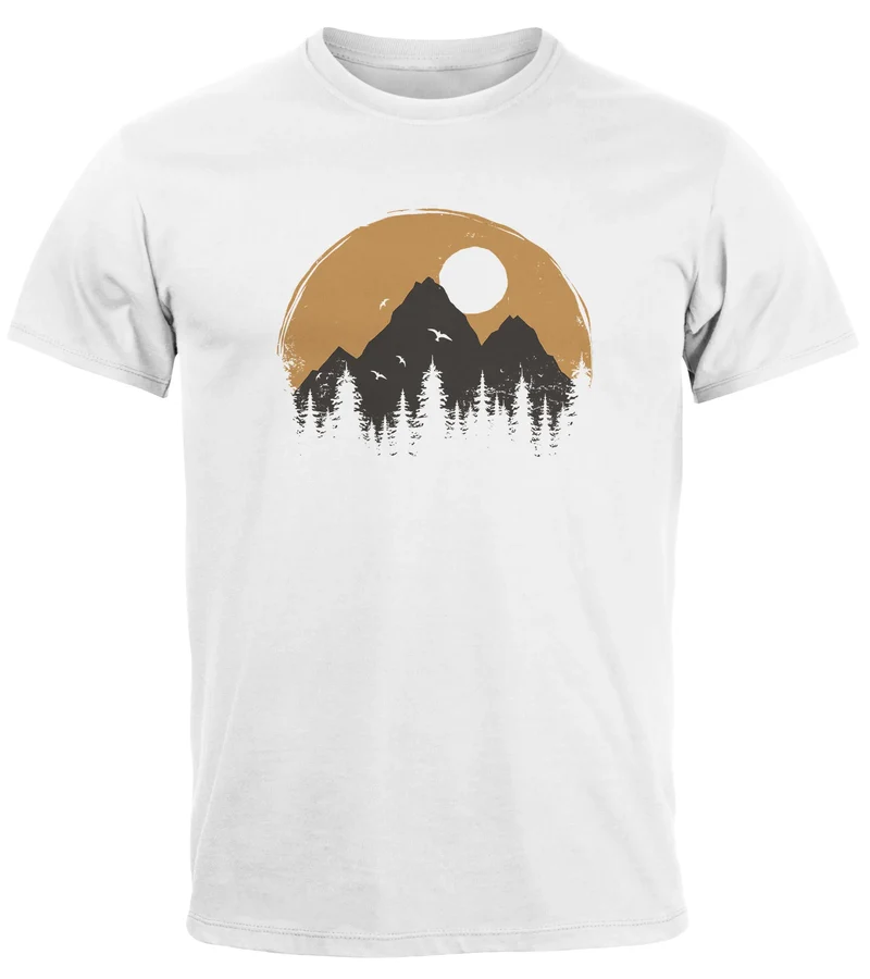 Herren T-Shirt Outdoor Print Natural Badge Logo Wandern Fashion Streetstyle
