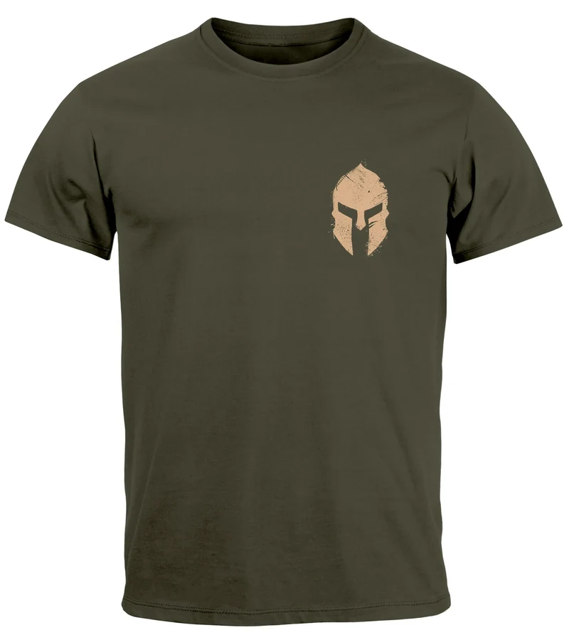Herren T-Shirt Logo Print Sparta-Helm Spartaner Gladiator Krieger Warrior Fashion Streetstyle