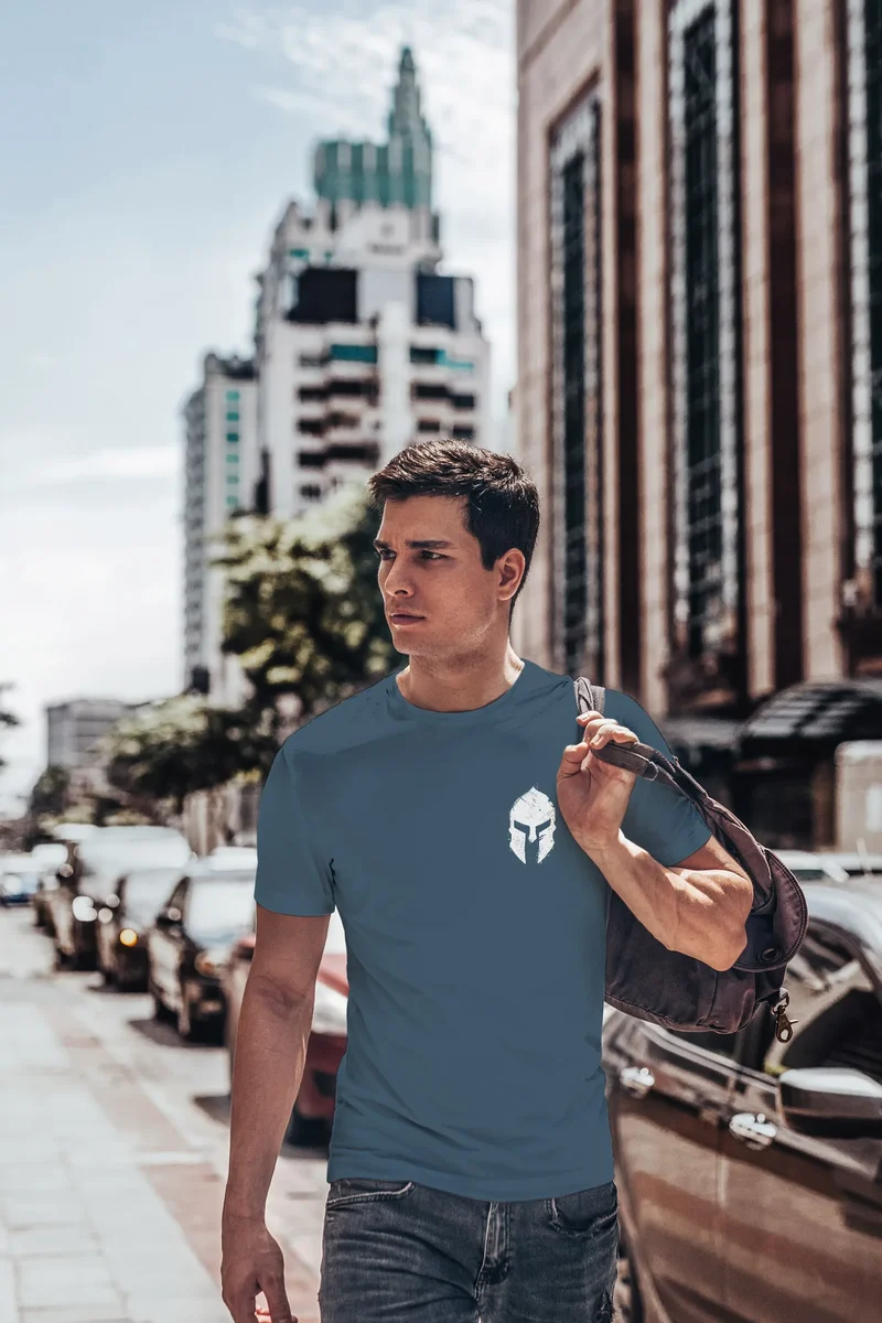 Herren T-Shirt Logo Print Sparta-Helm Spartaner Gladiator Krieger Warrior Fashion Streetstyle
