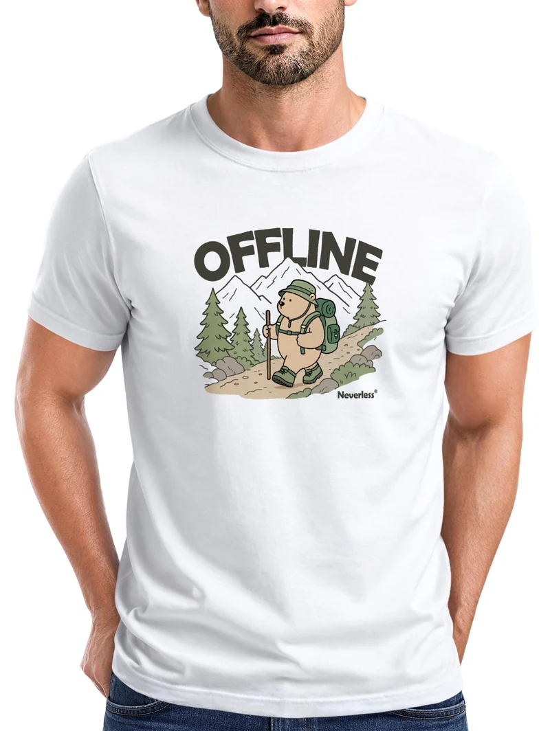 Herren T-Shirt Frontprint - Hike Adventure Bear - Baumwollshirt Männer Fashion Streetstyle Slim Fit