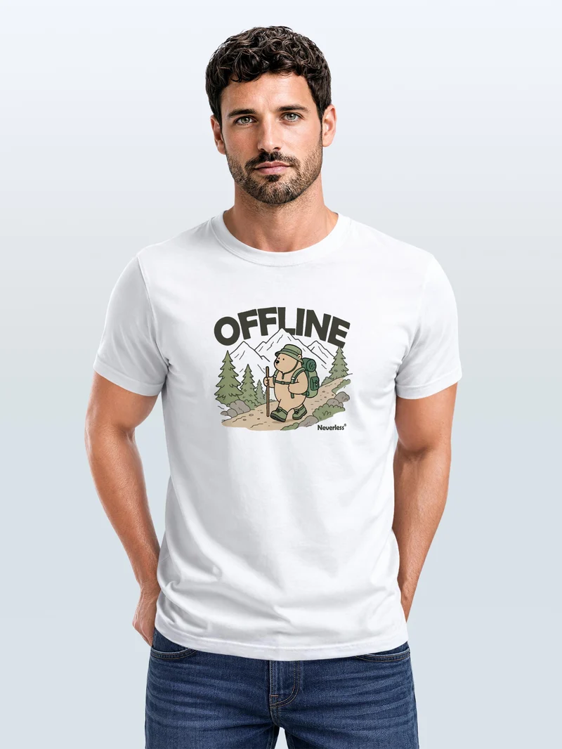 Herren T-Shirt Frontprint - Hike Adventure Bear - Baumwollshirt Männer Fashion Streetstyle Slim Fit