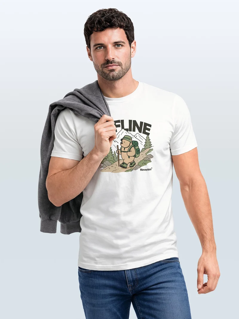 Herren T-Shirt Frontprint - Hike Adventure Bear - Baumwollshirt Männer Fashion Streetstyle Slim Fit