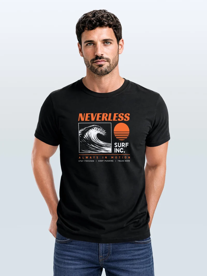 Herren T-Shirt Frontprint - Surf Design - Baumwollshirt Männer Fashion Streetstyle Slim Fit