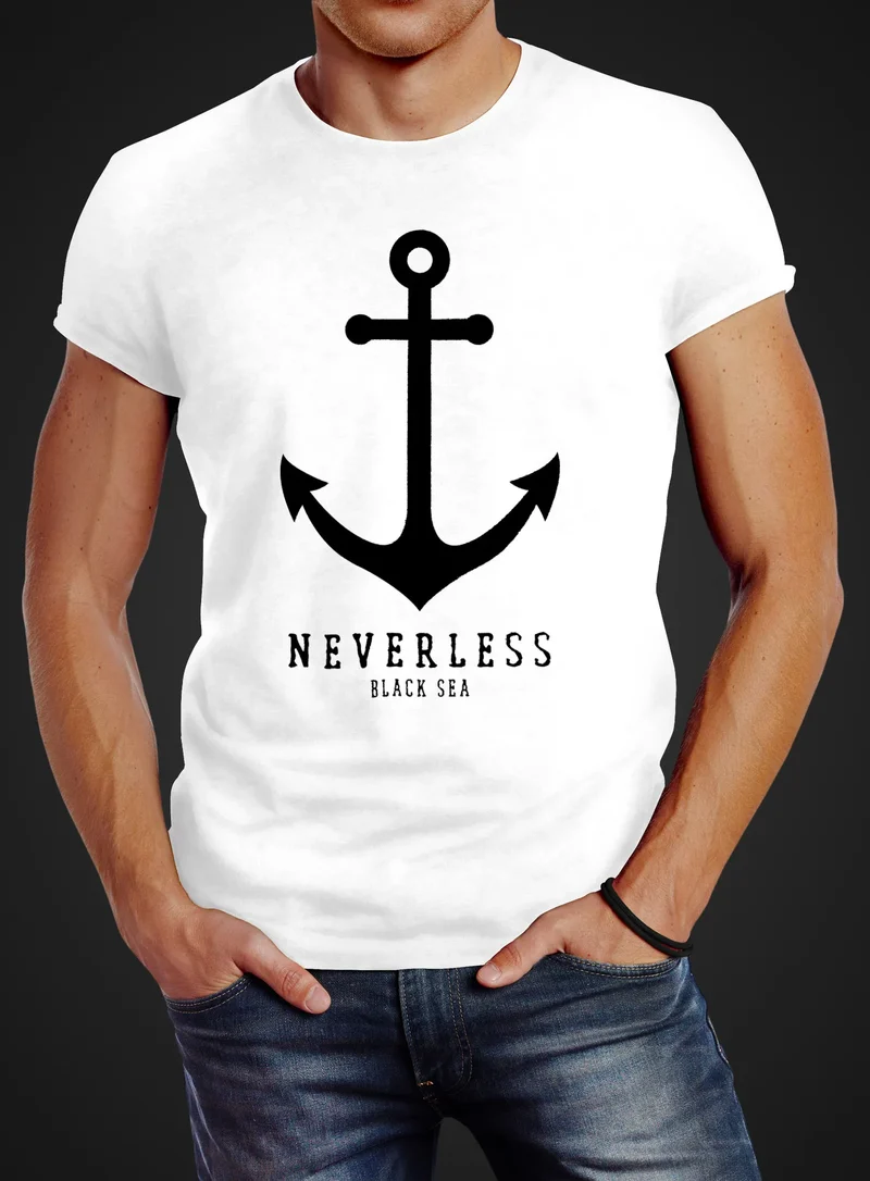 Herren T-Shirt Anker Nautical Sailor Segeln Slim Fit
