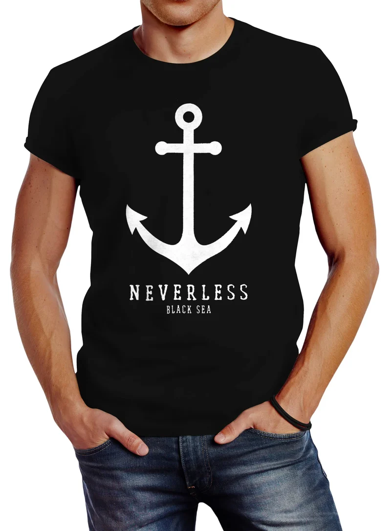 Herren T-Shirt Anker Nautical Sailor Segeln Slim Fit