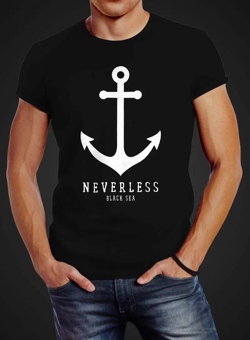 Herren T-Shirt Anker Nautical Sailor Segeln Slim Fit