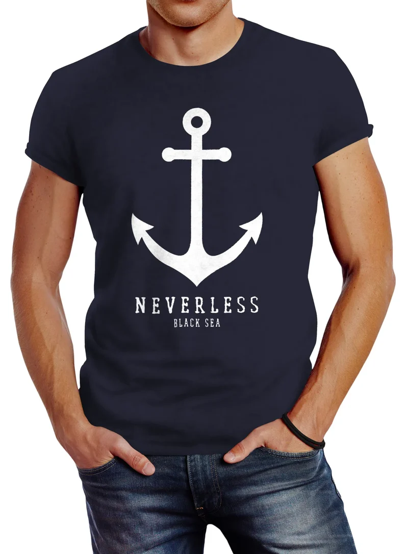 Herren T-Shirt Anker Nautical Sailor Segeln Slim Fit