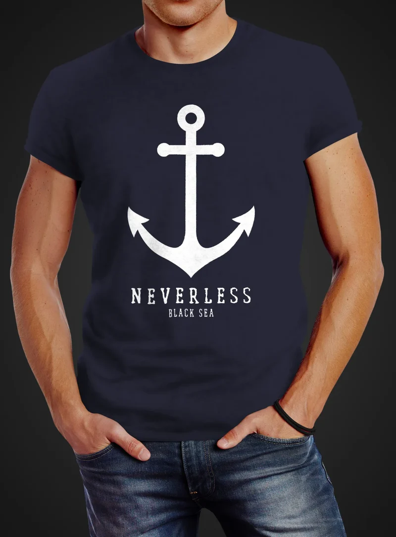 Herren T-Shirt Anker Nautical Sailor Segeln Slim Fit