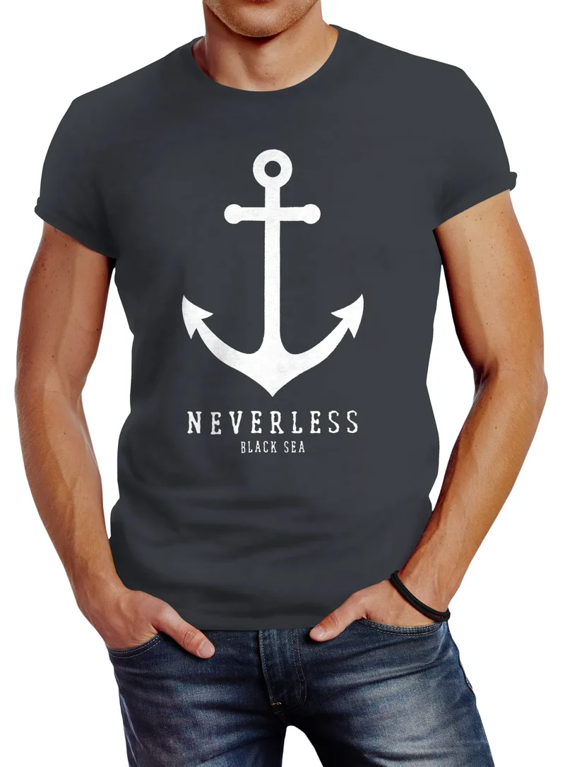 Herren T-Shirt Anker Nautical Sailor Segeln Slim Fit