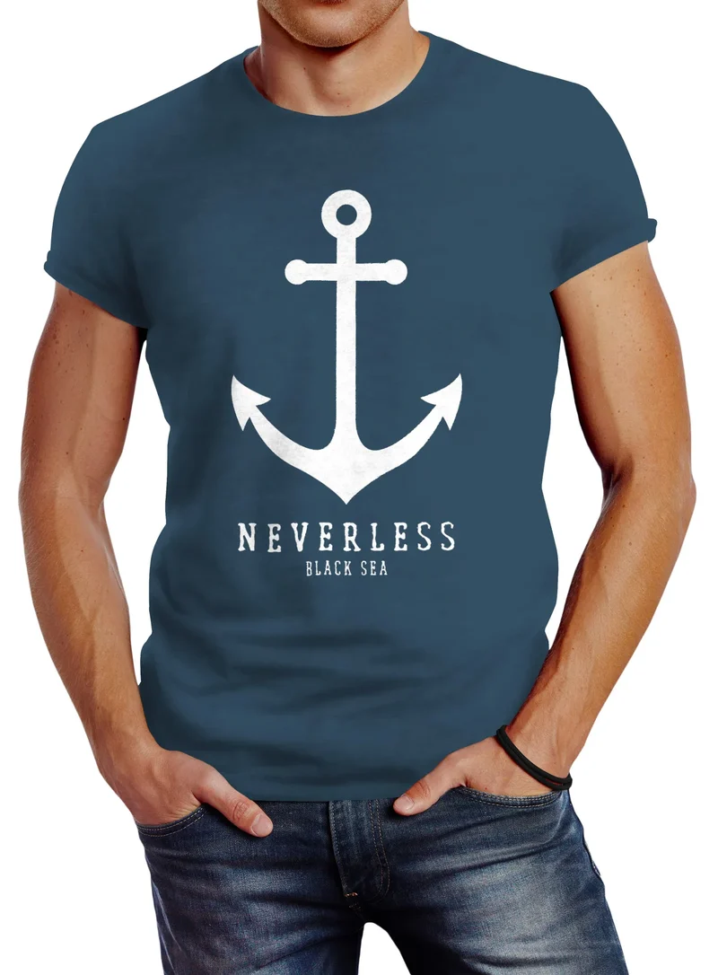 Herren T-Shirt Anker Nautical Sailor Segeln Slim Fit