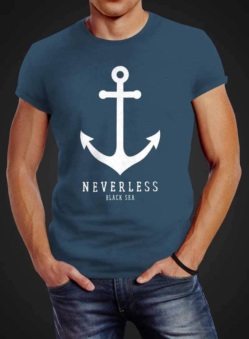 Herren T-Shirt Anker Nautical Sailor Segeln Slim Fit