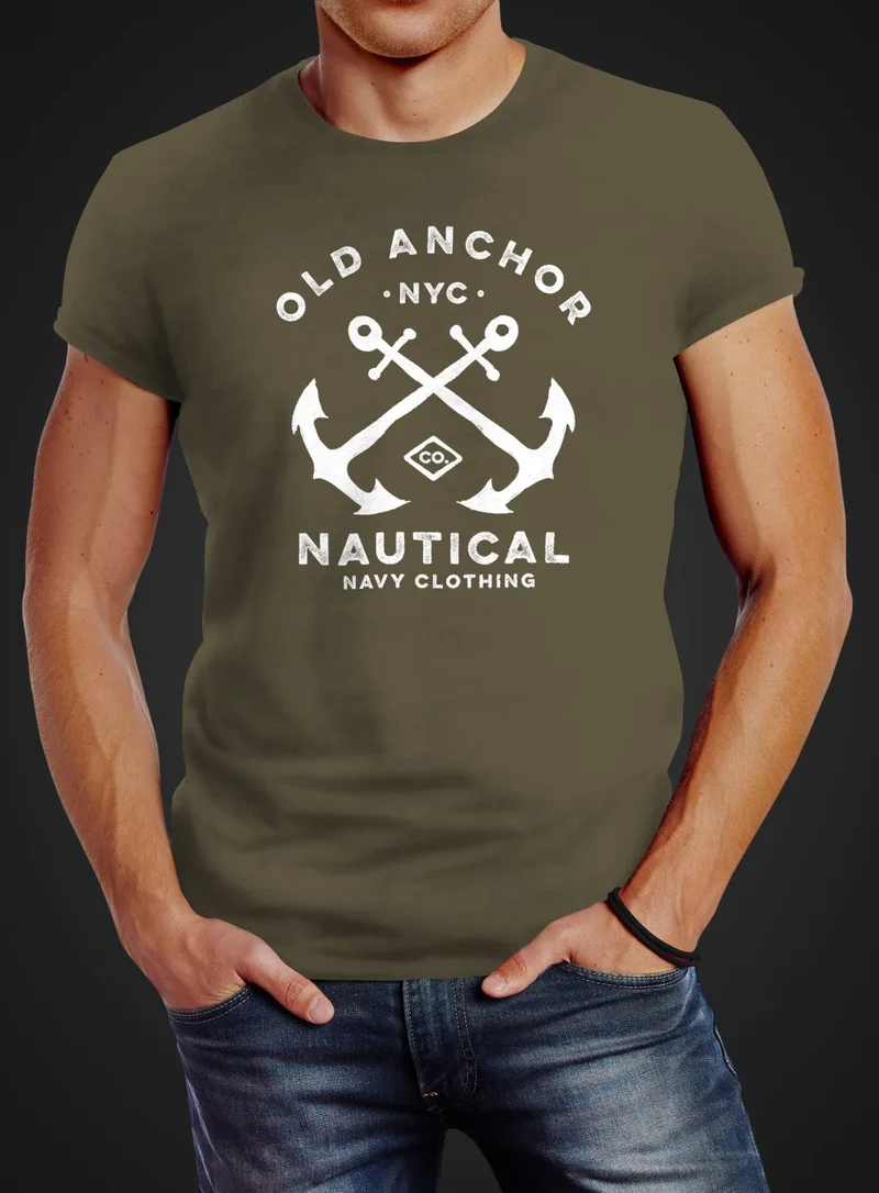 Herren T-Shirt gekreuzte Anker Old Anchor Nautical