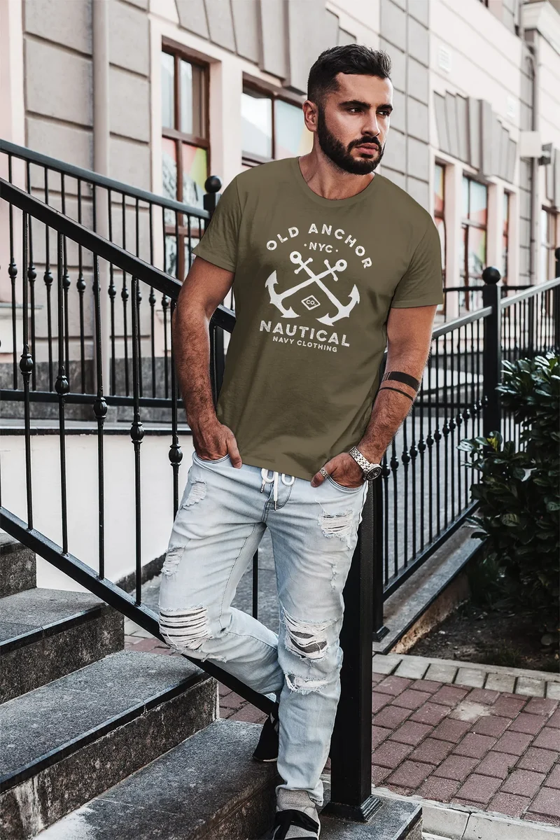 Herren T-Shirt gekreuzte Anker Old Anchor Nautical