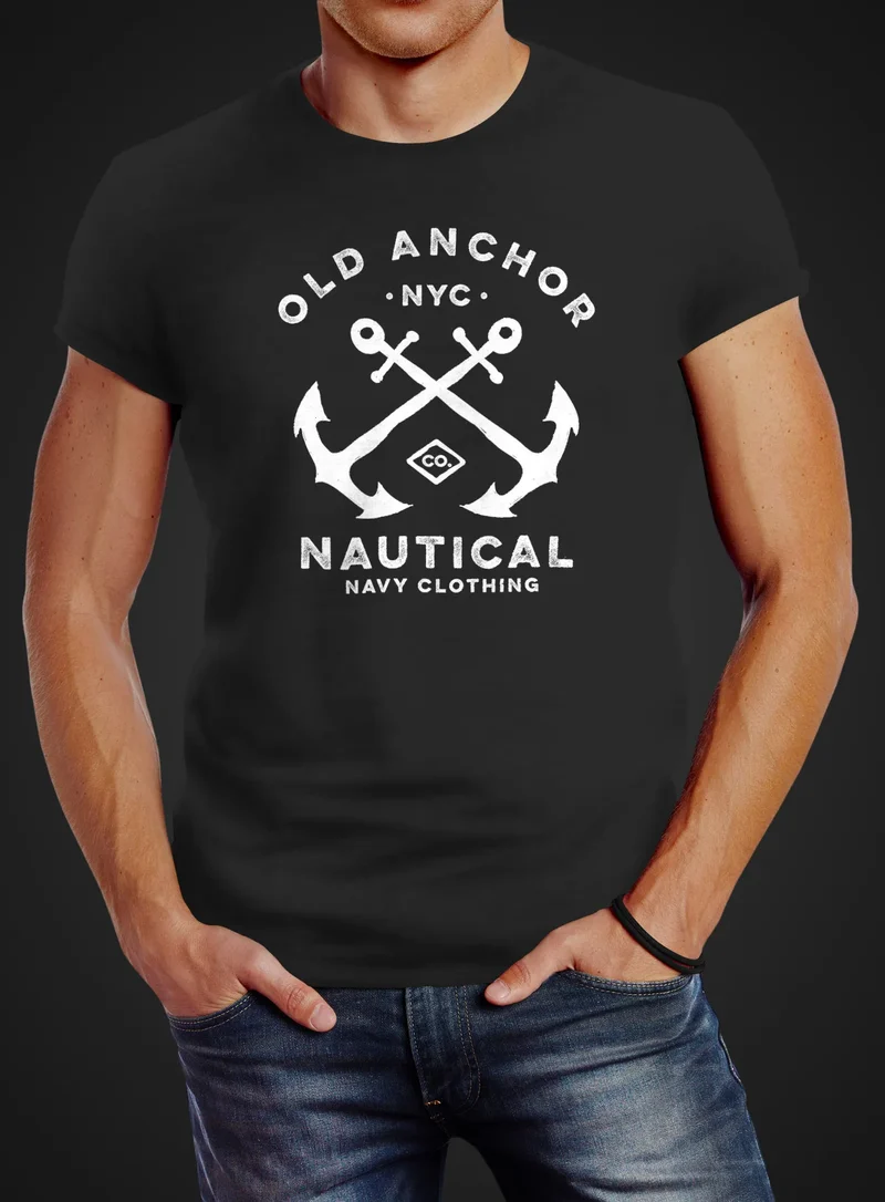 Herren T-Shirt gekreuzte Anker Old Anchor Nautical