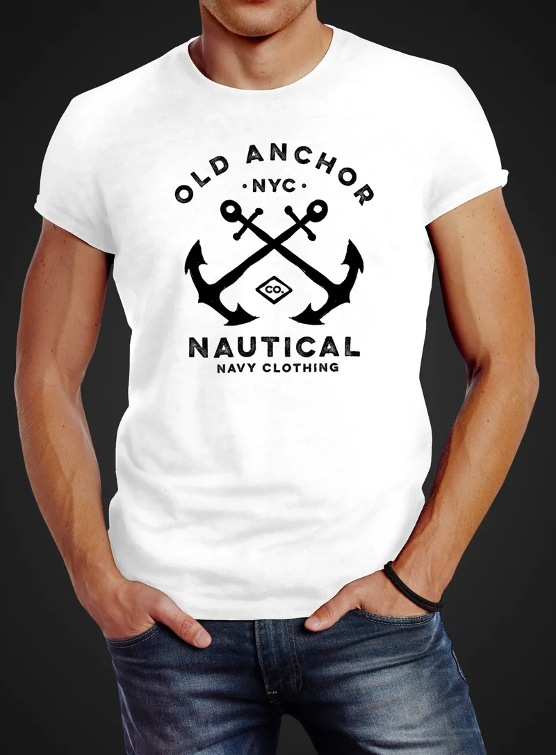 Herren T-Shirt gekreuzte Anker Old Anchor Nautical
