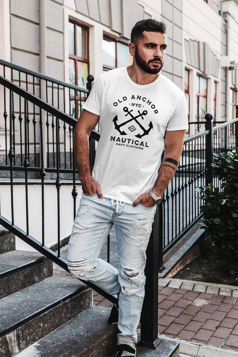Herren T-Shirt gekreuzte Anker Old Anchor Nautical