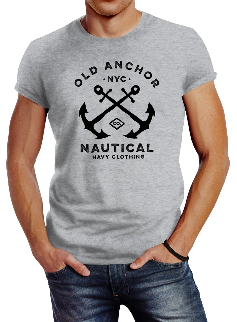 Herren T-Shirt gekreuzte Anker Old Anchor Nautical