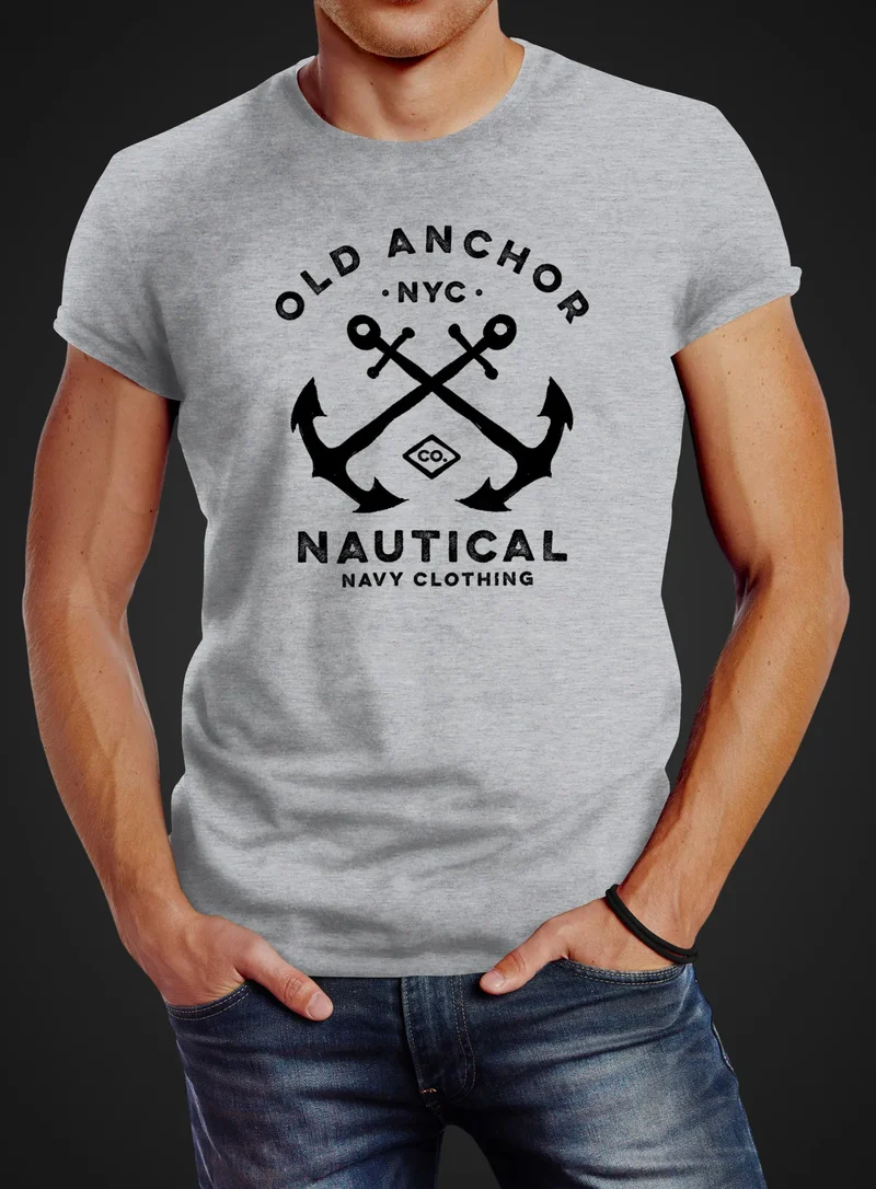 Herren T-Shirt gekreuzte Anker Old Anchor Nautical