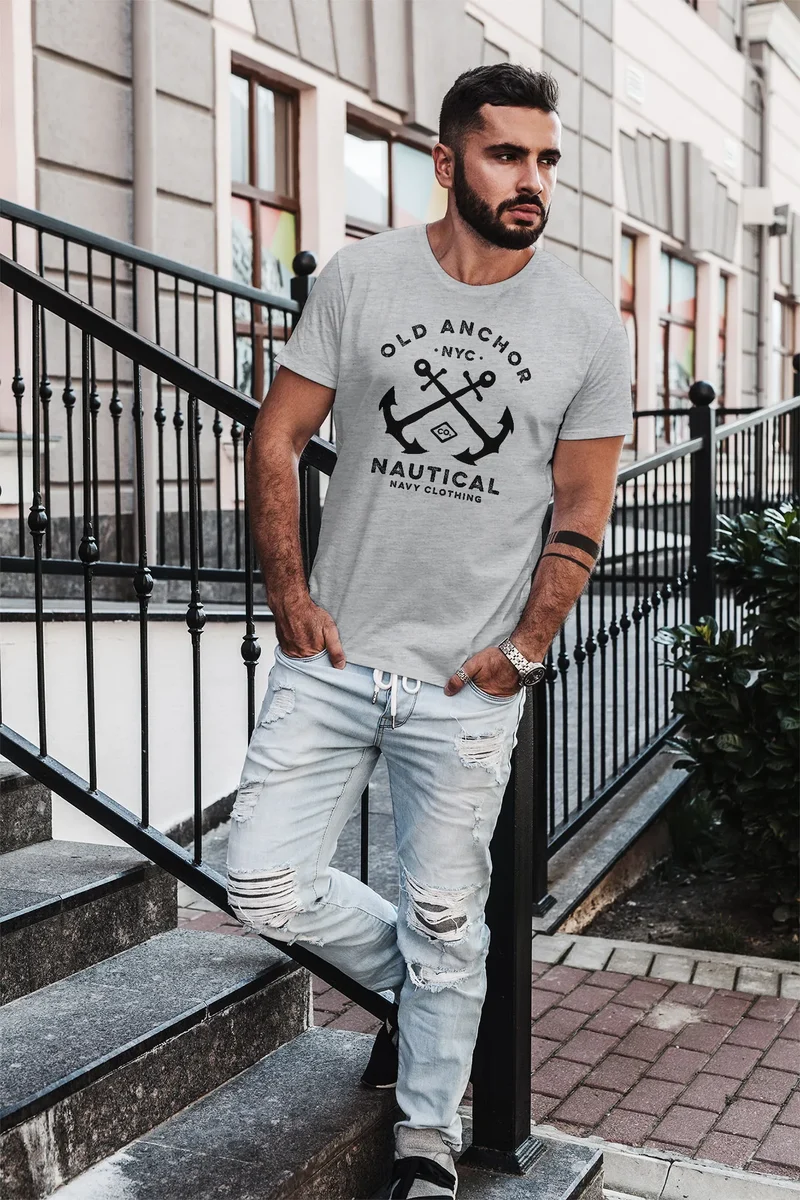 Herren T-Shirt gekreuzte Anker Old Anchor Nautical