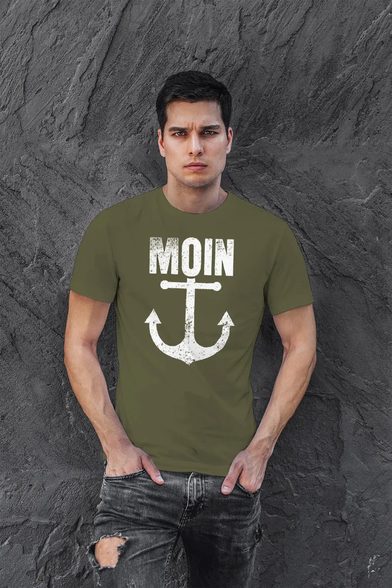 Herren T-Shirt Moin Anker Retro Print Aufdruck Maritim Nordisch Fashion Streetstyle