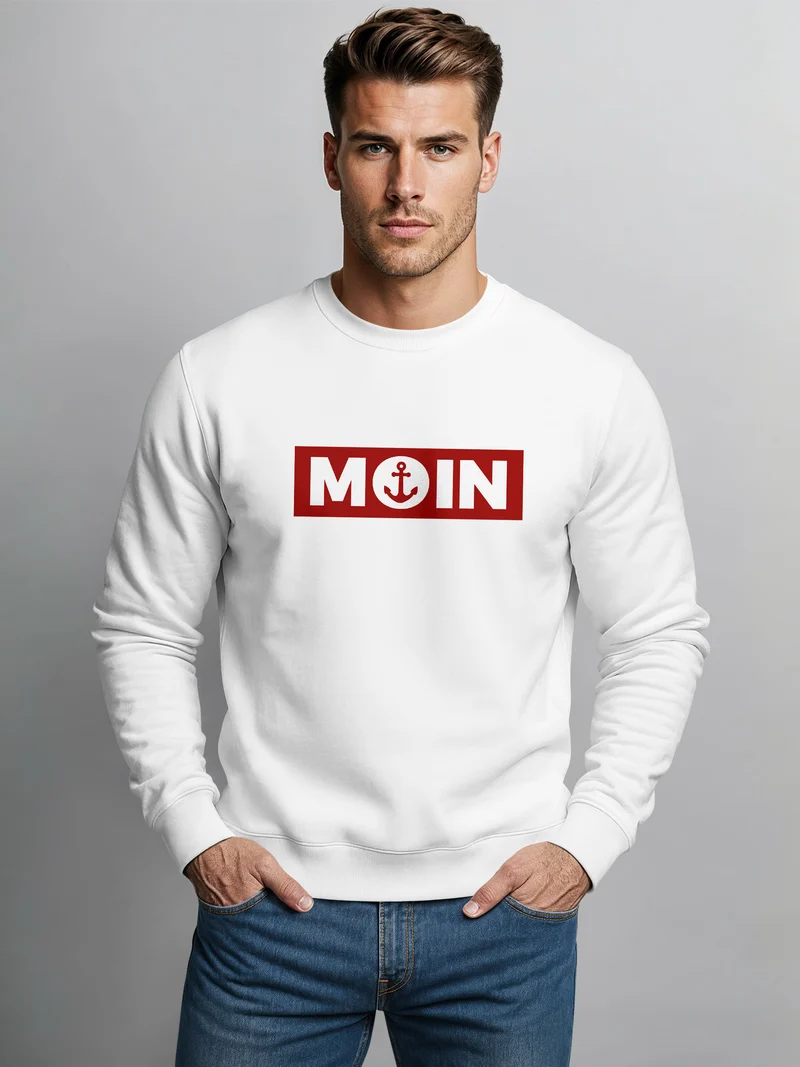 Sweatshirt Herren Moin norddeutsch Morgen Anker Rundhals-Pullover