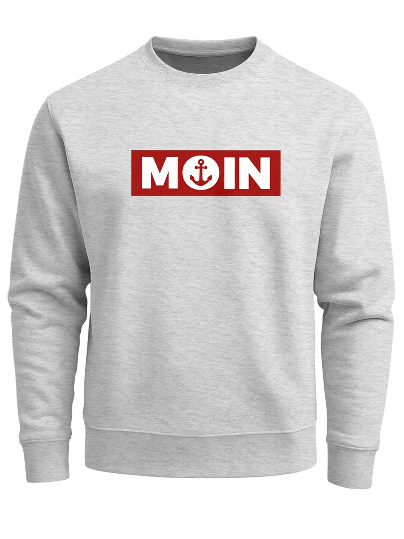 Sweatshirt Herren Moin norddeutsch Morgen Anker Rundhals-Pullover