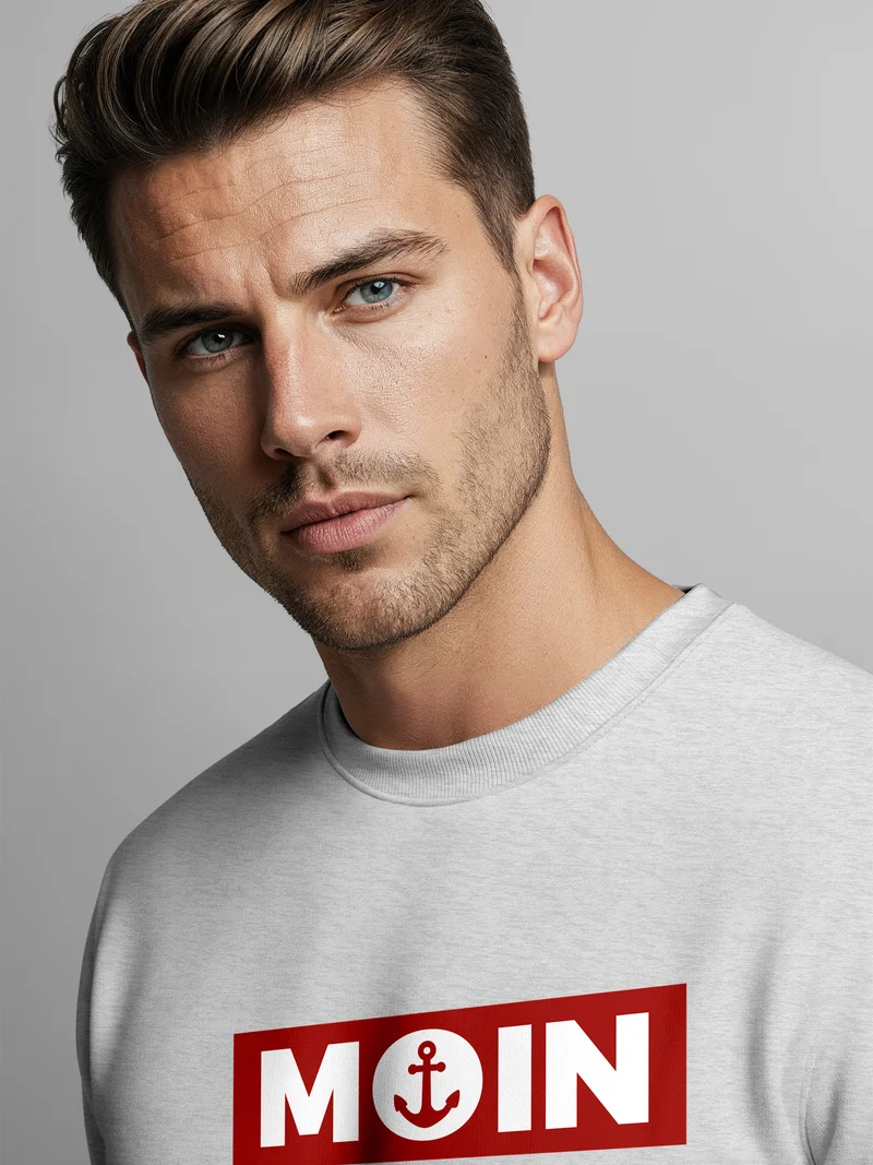 Sweatshirt Herren Moin norddeutsch Morgen Anker Rundhals-Pullover