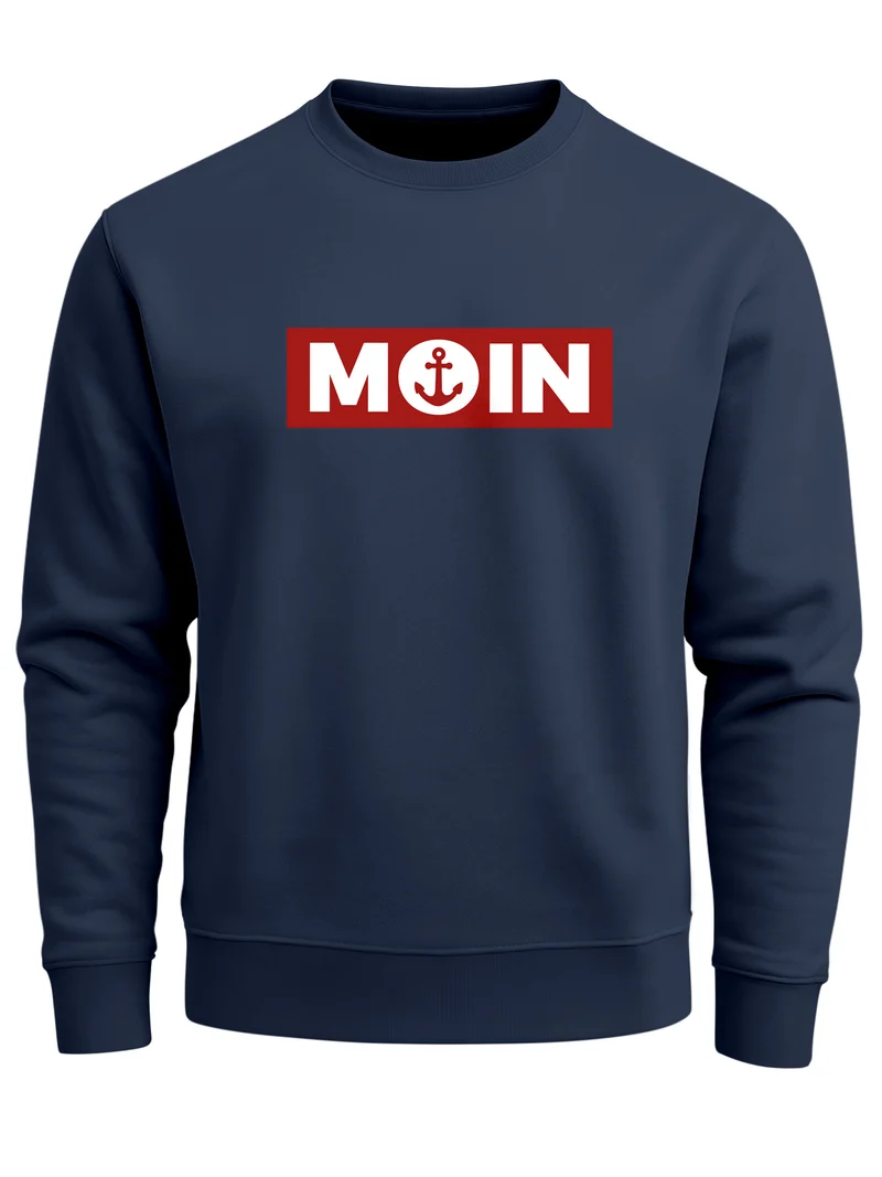 Sweatshirt Herren Moin norddeutsch Morgen Anker Rundhals-Pullover