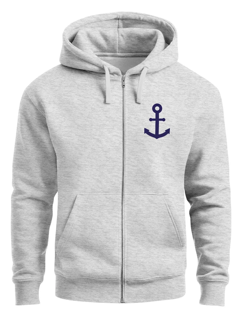 Zip-Hoodie Herren Sweatjacke mit Kapuze Anker Logo Print Männer Fashion Streetstyle