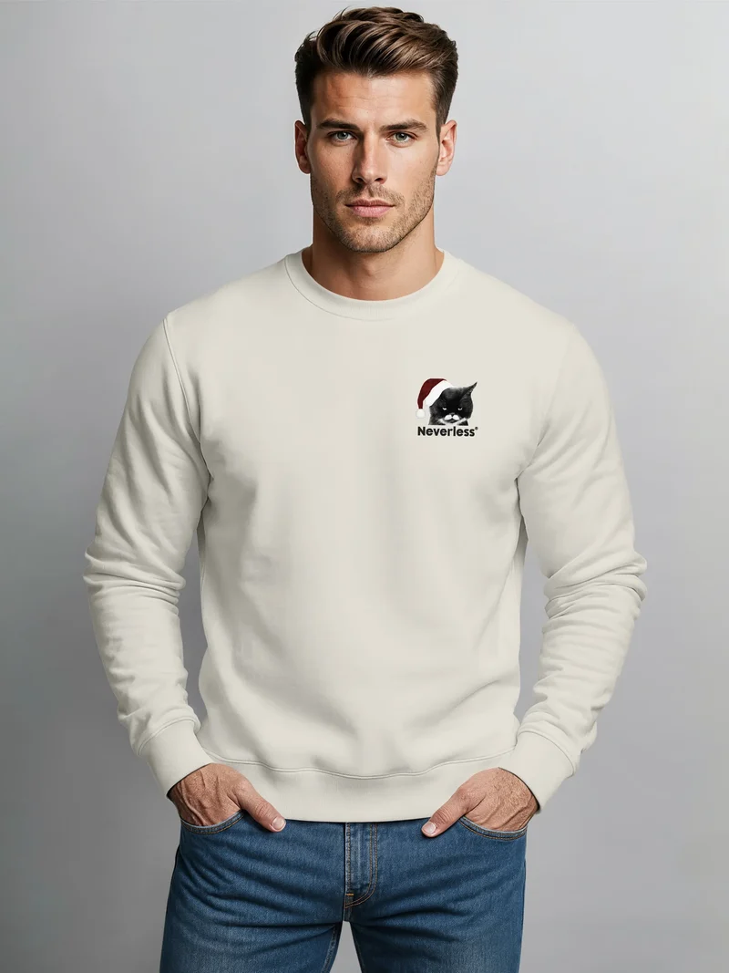 Sweatshirt Herren Grafik Print Katze Weihnachtspullover Naughty List Champion Backprint Fashion Streetwear Neverless®