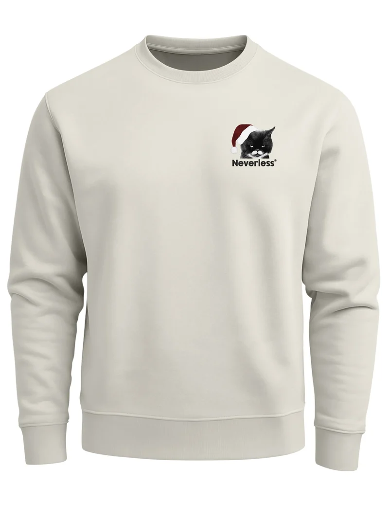 Sweatshirt Herren Grafik Print Katze Weihnachtspullover Naughty List Champion Backprint Fashion Streetwear Neverless®