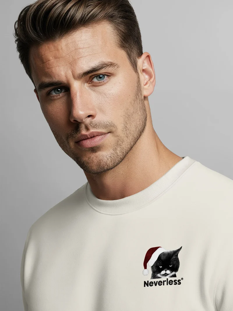 Sweatshirt Herren Grafik Print Katze Weihnachtspullover Naughty List Champion Backprint Fashion Streetwear Neverless®