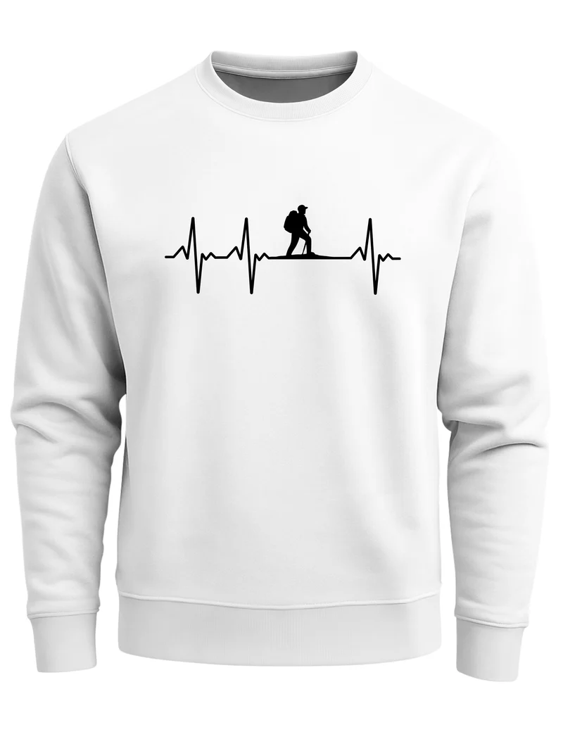 Sweatshirt Herren Wanderer Herzschlag Outdoor Natur Rundhals-Pullover Fashion Streetwear