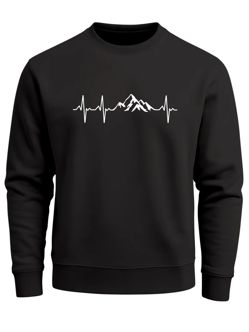 Sweatshirt Herren Wanderer Herzschlag Outdoor Natur Rundhals-Pullover Fashion Streetwear