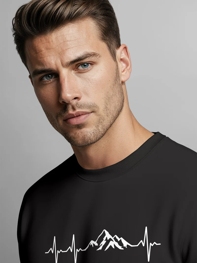 Sweatshirt Herren Wanderer Herzschlag Outdoor Natur Rundhals-Pullover Fashion Streetwear