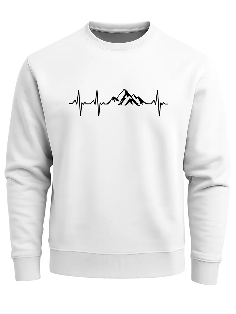 Sweatshirt Herren Wanderer Herzschlag Outdoor Natur Rundhals-Pullover Fashion Streetwear