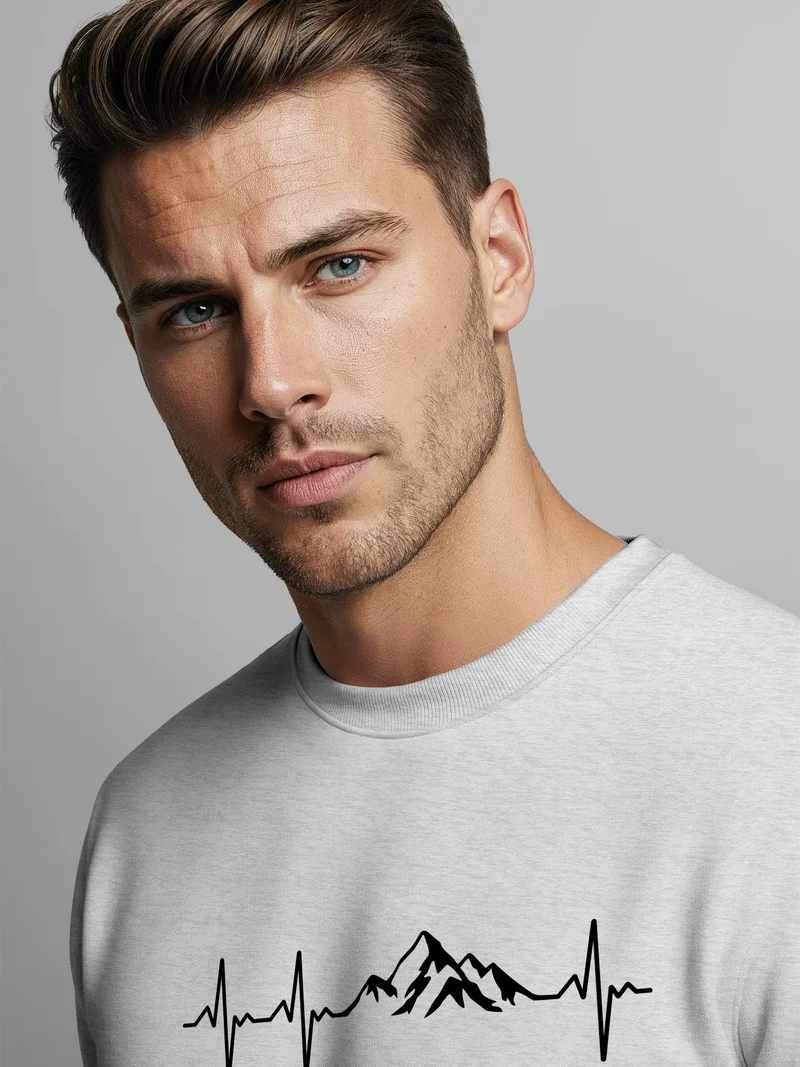 Sweatshirt Herren Wanderer Herzschlag Outdoor Natur Rundhals-Pullover Fashion Streetwear
