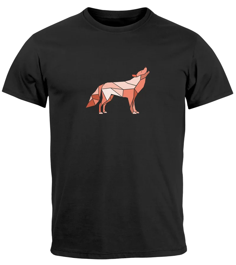 Herren T-Shirt Bedruckt Polygon Grafik Wolf Outdoor Fashion Tiermotiv Wandern Geometric Streetstyle