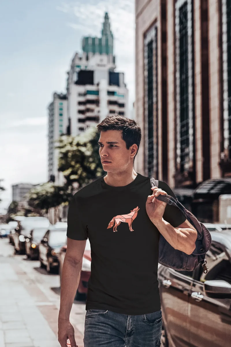 Herren T-Shirt Bedruckt Polygon Grafik Wolf Outdoor Fashion Tiermotiv Wandern Geometric Streetstyle